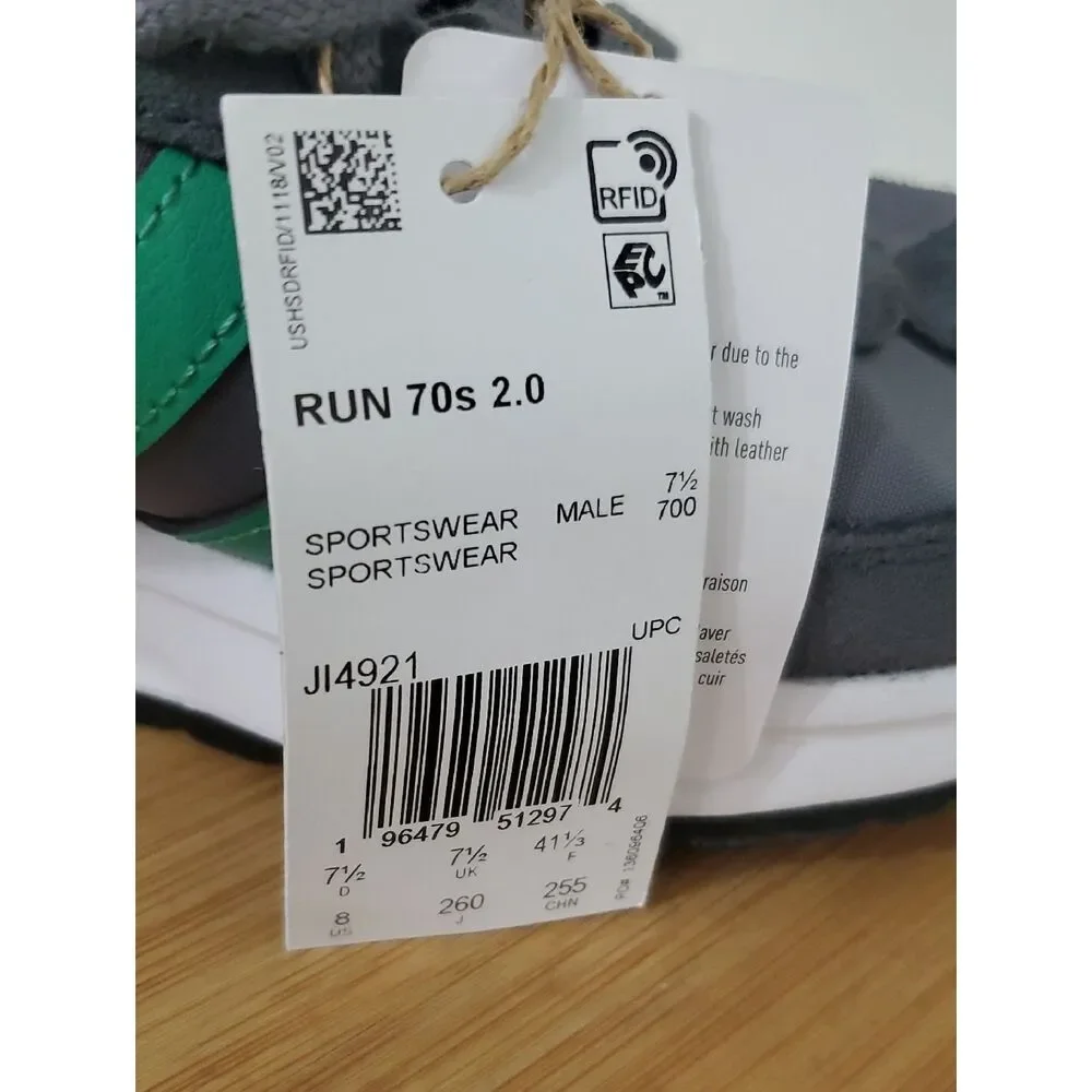 adidas Run 70s 2.0 Sneakers Grey Green Men's 8 NIB